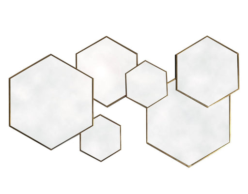 Gold Framed Multi Mirror - Hexagonal - Kozeenest