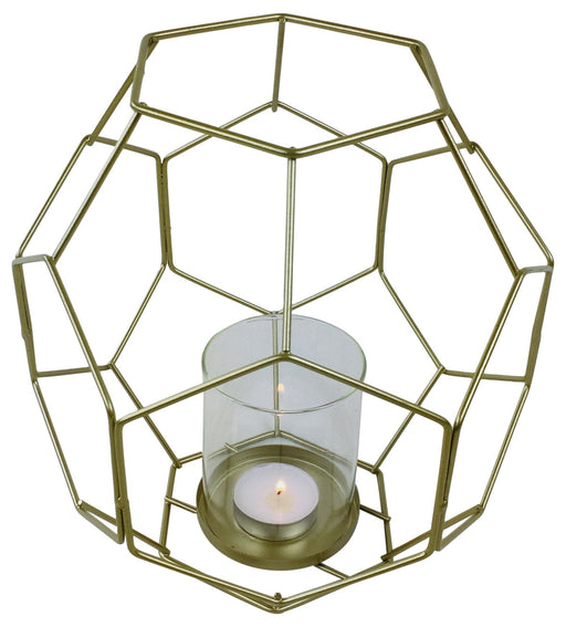 Gold Geometric Candleholder 21cm - Kozeenest