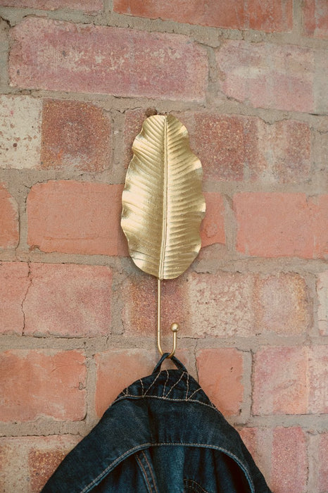 Gold Leaf Wall Hook 27cm - Kozeenest