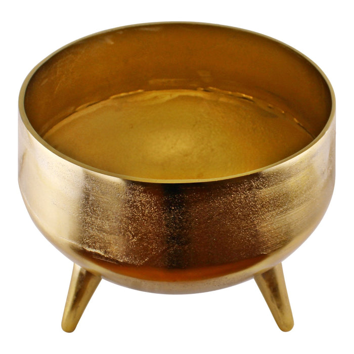 Gold Metal Planter/Bowl With Feet, 35cm - Kozeenest