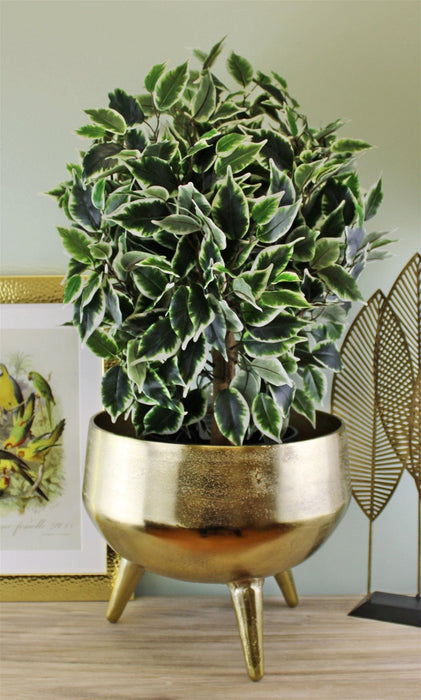 Gold Metal Planter/Bowl With Feet, 35cm - Kozeenest