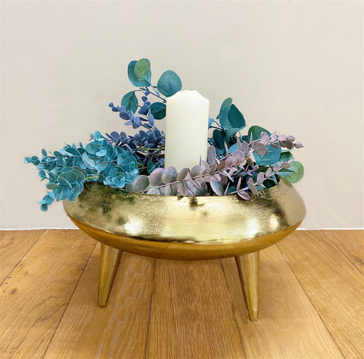 Gold Metal Planter/Bowl With Feet 39cm - Kozeenest