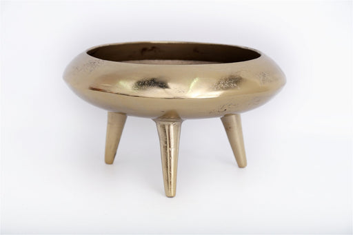 Gold Metal Planter/Bowl With Feet 39cm - Kozeenest