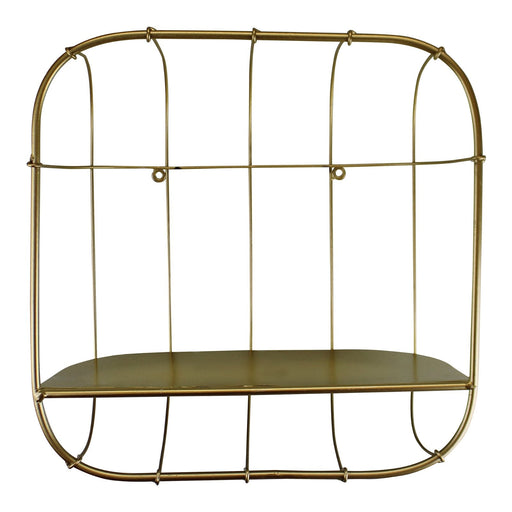 Gold Metal Wall Storage Shelf, Basket Design - Kozeenest