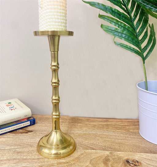 Gold Pillar Candlestick Large - Kozeenest