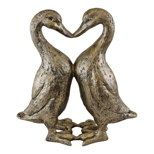 Gold Resin Kissing Ducks Heart Ornament - Kozeenest