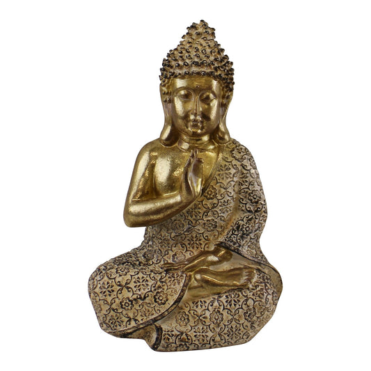 Gold Sitting Buddha Ornament, Meditating, 19cm - Kozeenest