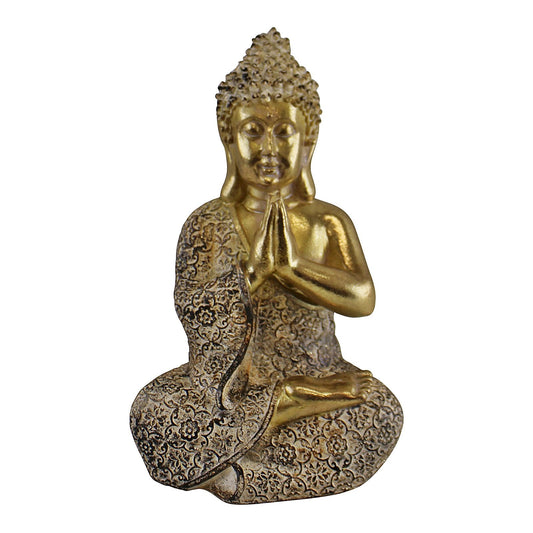 Gold Sitting Buddha Ornament, Praying, 19cm - Kozeenest