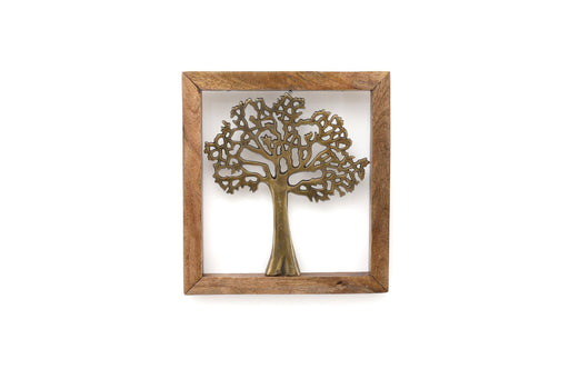 Gold Wall Hanging Tree In Wooden Frame - Kozeenest