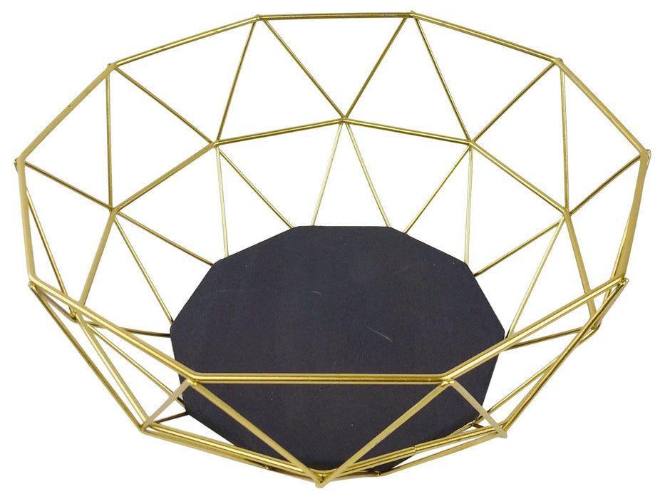 Golden Geometric Style Wire Bowl - Kozeenest