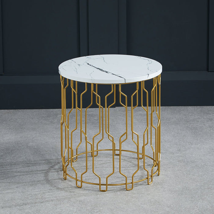 Grace End Table White Marble-0