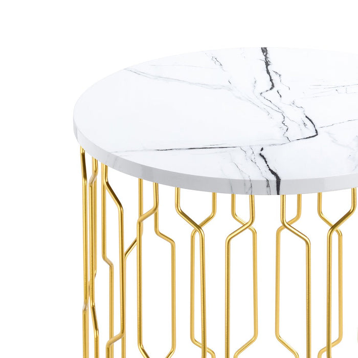 Grace End Table White Marble-2