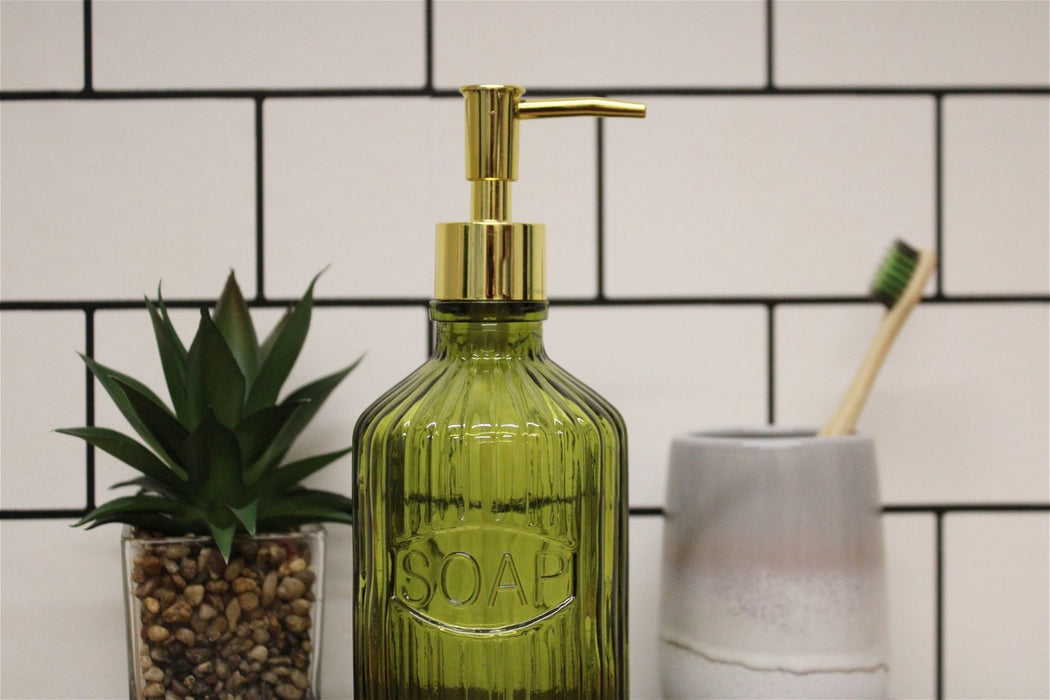 Green Glass Soap Dispenser - Kozeenest