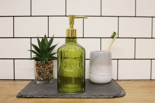 Green Glass Soap Dispenser - Kozeenest