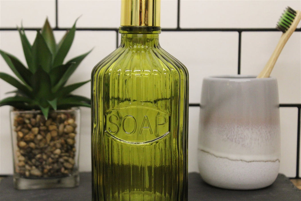 Green Glass Soap Dispenser - Kozeenest