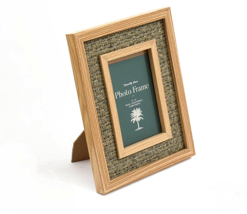 Green Rattan Effect 4" x 6" Photo Frame - Kozeenest