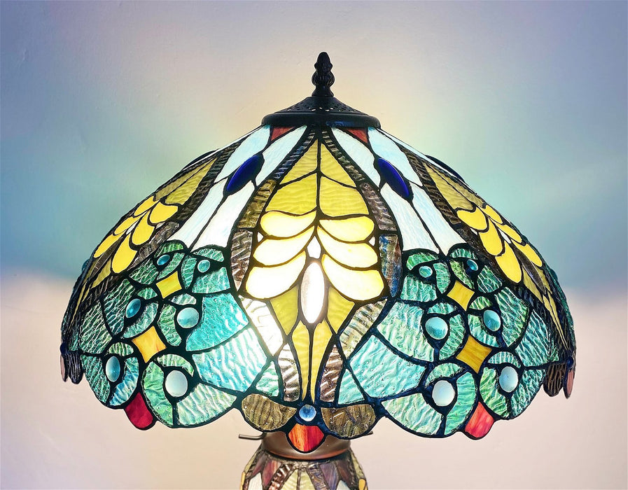 Green & Yellow Double Tiffany Lamp 68cm - Kozeenest