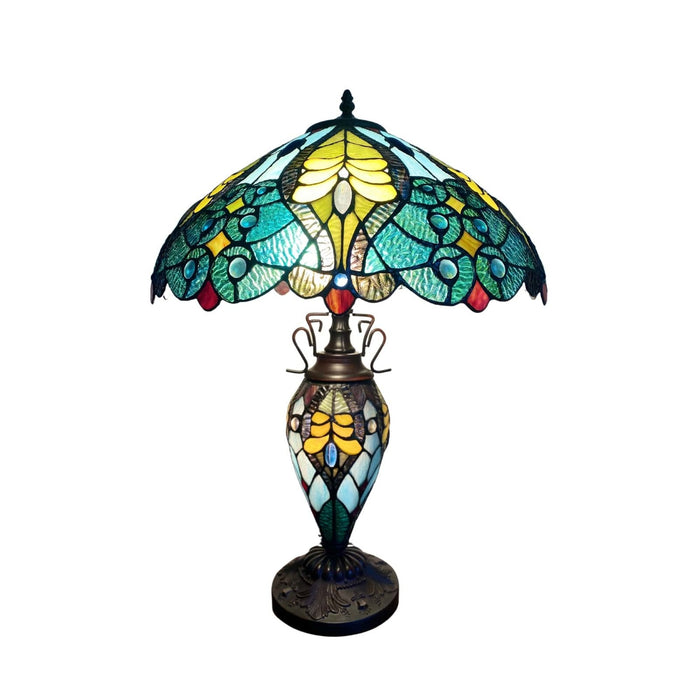 Green & Yellow Double Tiffany Lamp 68cm - Kozeenest