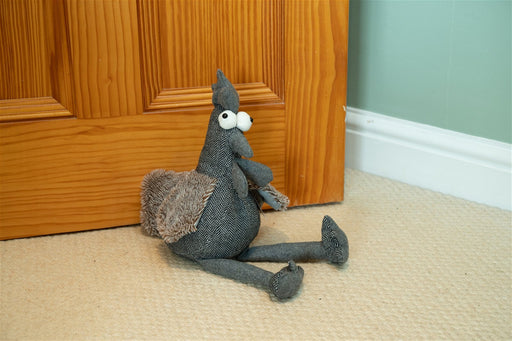 Grey Chicken Fabric Doorstop 36cm - Kozeenest