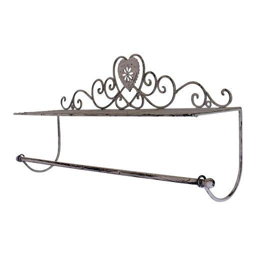 Grey Heart Wall Shelf With Towel Rail - Kozeenest