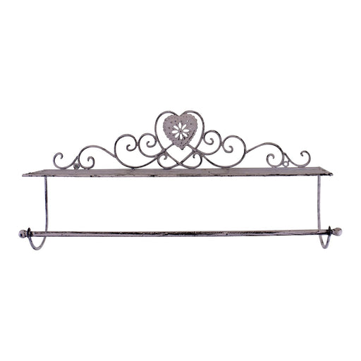 Grey Heart Wall Shelf With Towel Rail - Kozeenest