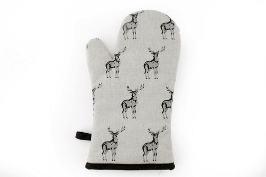 Grey Oven Glove With A Stag Print Design - Kozeenest