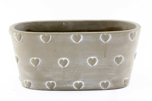 Grey Stone Hearts Planter Rectangular - Kozeenest