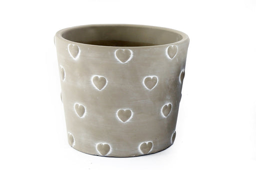 Grey Stone Hearts Planter Round Large - Kozeenest