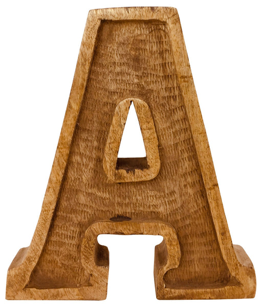 Hand Carved Wooden Embossed Letter A - Kozeenest