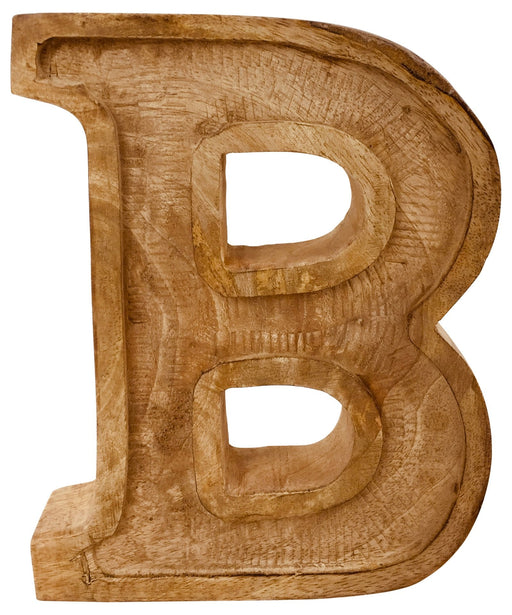 Hand Carved Wooden Embossed Letter B - Kozeenest