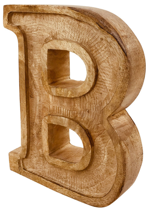 Hand Carved Wooden Embossed Letter B - Kozeenest