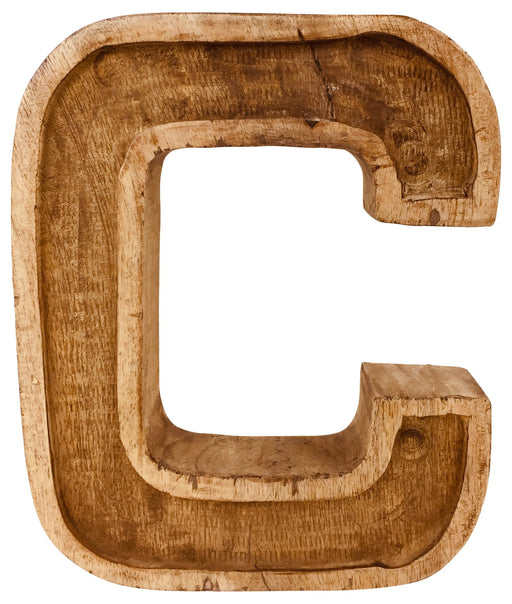 Hand Carved Wooden Embossed Letter C - Kozeenest