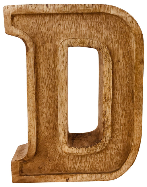 Hand Carved Wooden Embossed Letter D - Kozeenest