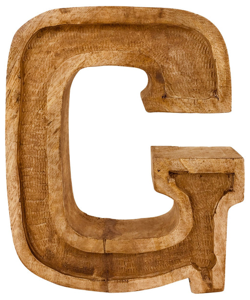 Hand Carved Wooden Embossed Letter G - Kozeenest