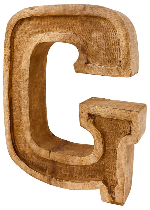 Hand Carved Wooden Embossed Letter G - Kozeenest