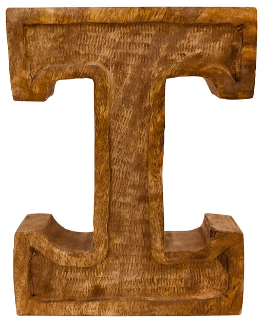 Hand Carved Wooden Embossed Letter I - Kozeenest