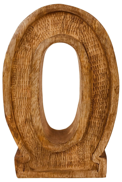 Hand Carved Wooden Embossed Letter O - Kozeenest