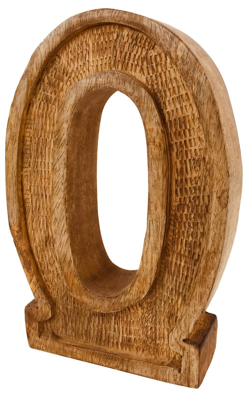 Hand Carved Wooden Embossed Letter O - Kozeenest