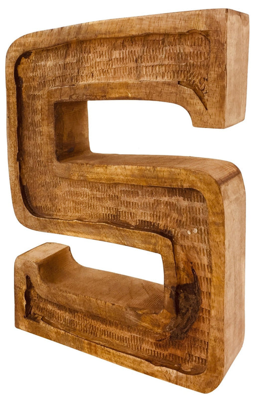 Hand Carved Wooden Embossed Letter S - Kozeenest