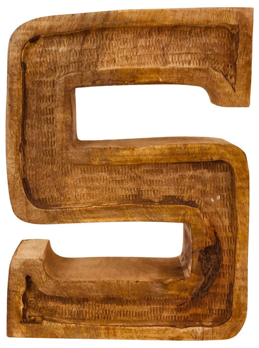 Hand Carved Wooden Embossed Letter S - Kozeenest