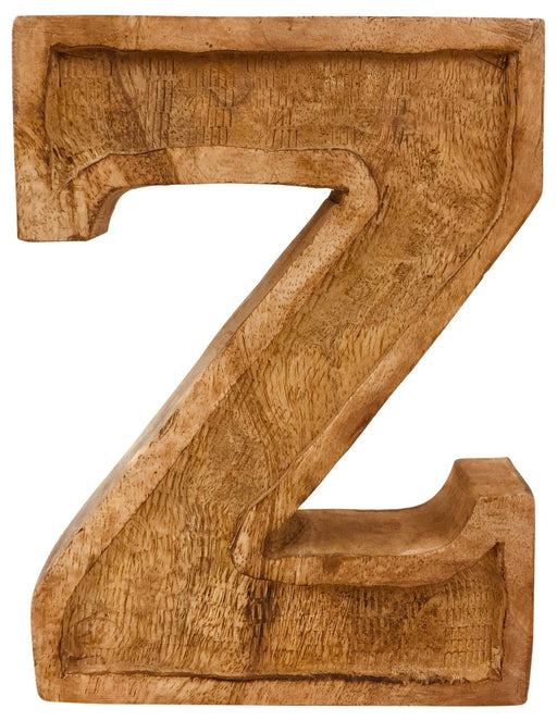 Hand Carved Wooden Embossed Letter Z - Kozeenest