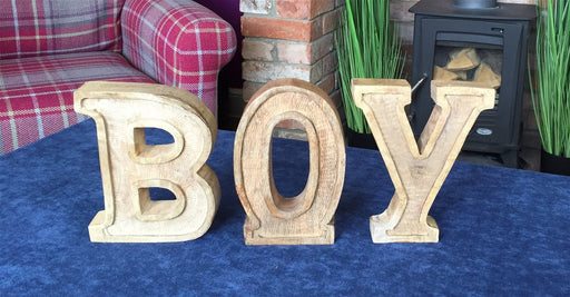 Hand Carved Wooden Embossed Letters Boy - Kozeenest