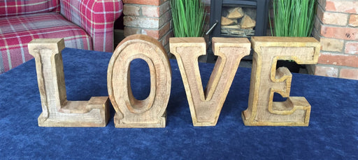 Hand Carved Wooden Embossed Letters Love - Kozeenest