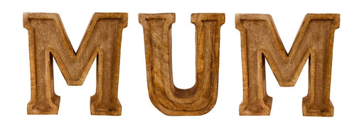 Hand Carved Wooden Embossed Letters Mum - Kozeenest