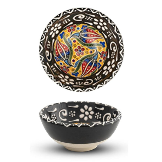 Handmade Ceramic Bowl Mexican Black 8cm - Kozeenest