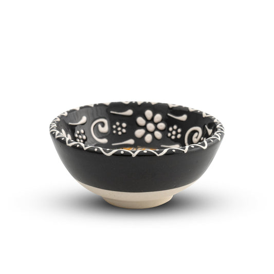 Handmade Ceramic Bowl Mexican Black 8cm - Kozeenest