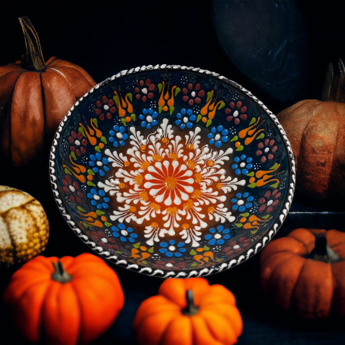 Handmade Ceramic Bowl Mexican Brown&Orange 15cm - Kozeenest