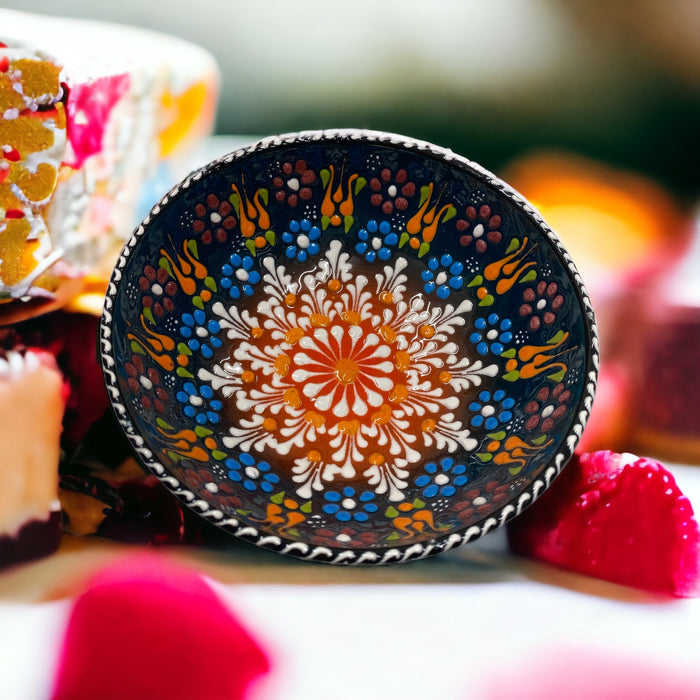 Handmade Ceramic Bowl Mexican Brown&Orange 15cm - Kozeenest