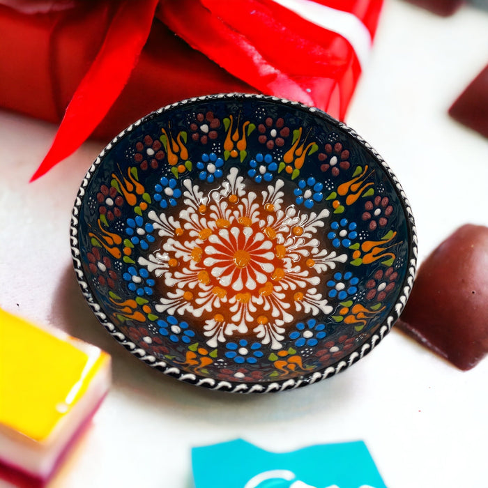 Handmade Ceramic Bowl Mexican Brown&Orange 15cm - Kozeenest