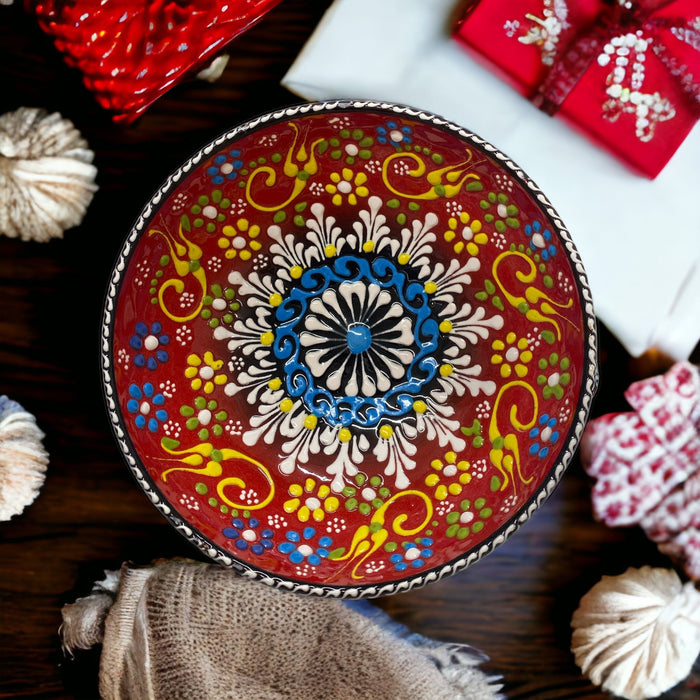 Handmade Ceramic Bowl Mexican Red 15cm - Kozeenest